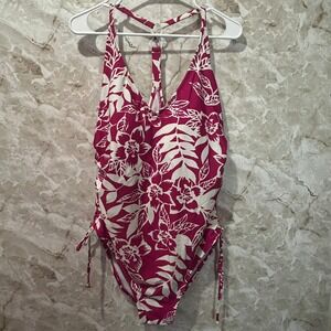 Kona Sol Floral One Piece Swimsuit with Adjustable Side‎ Ties